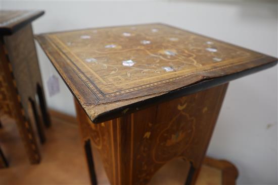 Two Moorish mother-of-pearl inlaid occasional tables largest 36cm